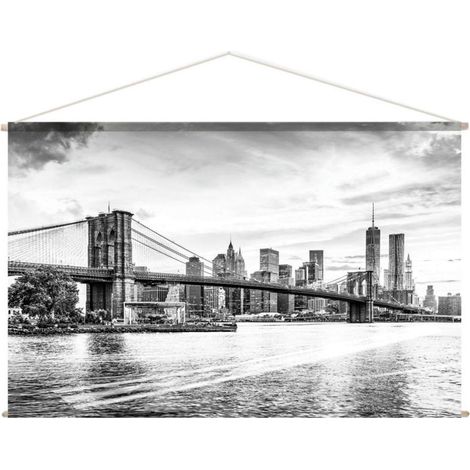 Toile Murale à Suspendre "Ville" 150x90cm Noir & Blanc (1/2)