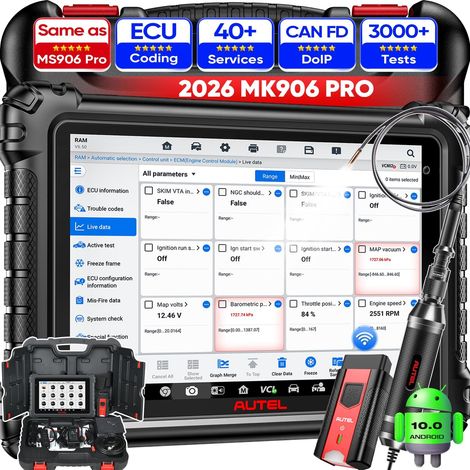 Diagnostica auto MaxiCOM MK906 Pro con MV108S, nuovo modello 2026 MS906 Pro MS906BT MP900BT, codifica ECU come Elite II MK908P, scanner bidirezionale, oltre 36 servizi, Auto Scan 2.0 (1/5)