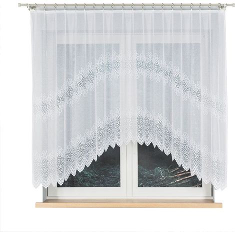 Violetta - Rideau jacquard prêt à poser avec fente en bas - 250 x 150 cm - blanc (1/5)