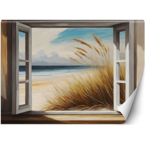 Fototapete Blick aus dem Fenster auf den Strand 150x105 cm (1/5)