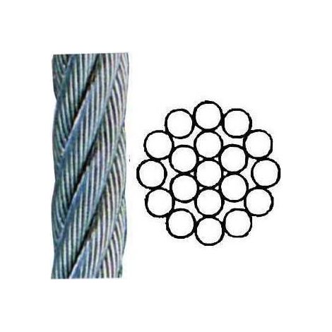 Cuerda de acero galvanizado de 19 hilos para electricista, 100 m, diámetro 3 mm (1/2)