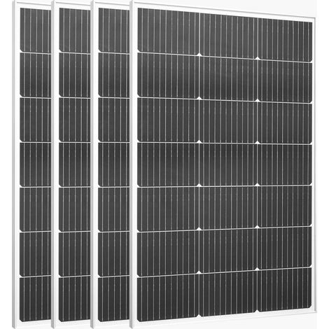 Mophorn Monokristalline Solarmodule 100-W 4er-Pack, PV-Modul mit MC4-Ausgang und Aluminiumrahmen, Solarpanel IP65 wasserdicht, ideal für netzunabhängige Anwendungen wie Auto, Wohnmobil und Flachdach