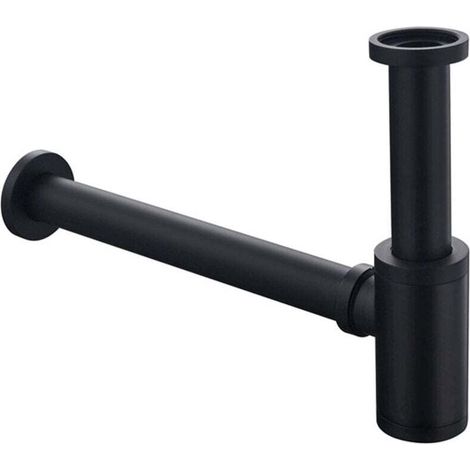 Schwarzer Siphon 1 1/4" x Ø 32 mm - Universell verstellbarer Chromsiphon - Spülbeckensiphon (1/4)