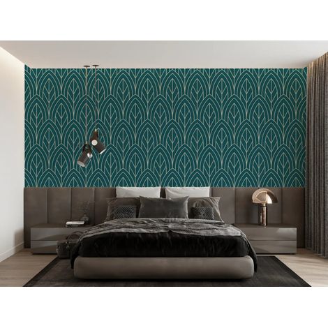 Papier Peint Japonais - Feuillage Linéaire Graphique - 150 x 250 cm (1/2)