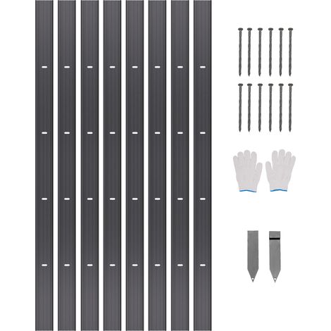VEVOR Bordure de Jardin en Alliage deAluminium, Lot de 8, Bordures Paysageres Pliables en Metal, 1830 x 101 mm, Resistante a la Rouille, Installation Simple, pour Separateur de Chemin de Cour, Pelouse