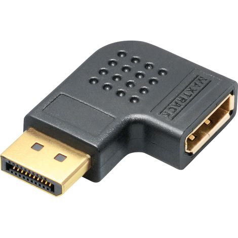 MAXTRACK Adapter de Winkel DisplayPort 1.4 90° links - Displayport Adapter cable DP male to DP female - 8K UHD @ 60 Hz, 4K @ 144 Hz, vergoldete Kontakte, für PC, Notebooks (1/4)