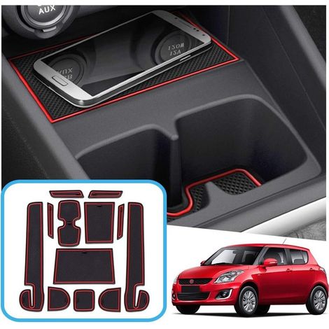 Suzuki Swift/Sport/Hybrid 2017-2021 2022 Anti-slip mats, rubber mats for Suzuki Swift center console armrest, cup holder, door seal (red) (1/5)
