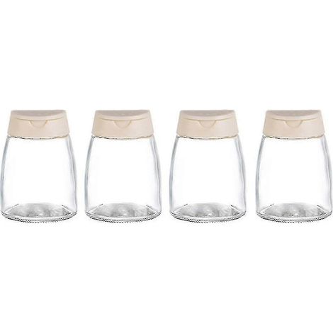 Lot de 4 flacons à double couvercle pour assaisonnement, bouteilles en verre, saupoudreuses à épices, tamis, pots à épices pour barbecue, sel et autres. (1/5)