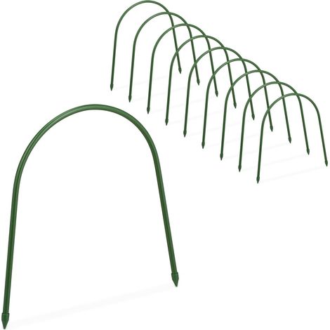 Arceau pour Serre Tunnel, Lot de 10, pour Tunnel Potager ou Parterre surélevé, 31x33 cm, Flexible, Acier, Vert (1/5)