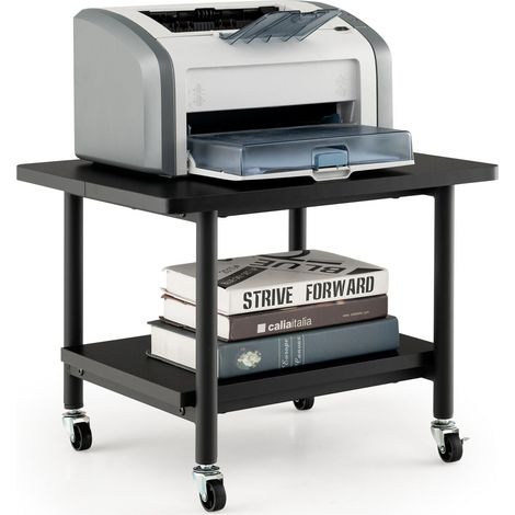 2-Tier Rolling End Table Storage Rack with 4 Wheels Under Desk Printer Table (1/5)
