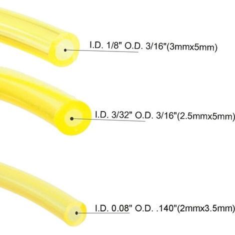 Poweka 3 Lot de 1 mètres Tuyau Durite d'essence (3mm x 5mm, 2mm x 3,5mm, 2.5mm x 5mm) pour Souffleur Coupe-bordure Tronçonneuse Debroussailleuse Poulan Craftman Stihl Husqvarna Walbro Zama