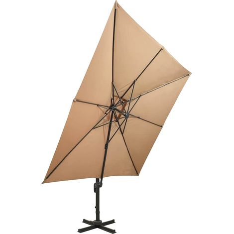 Maison Exclusive - Parasol de jardin déporté avec double plateau 300 x 300 cm Taupe (1/5)
