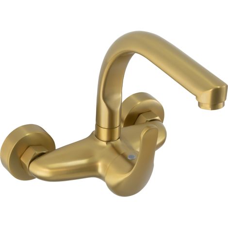 Grifo de cocina oro mate 15 cm monomando de pared Genil de Valaz (1/4)