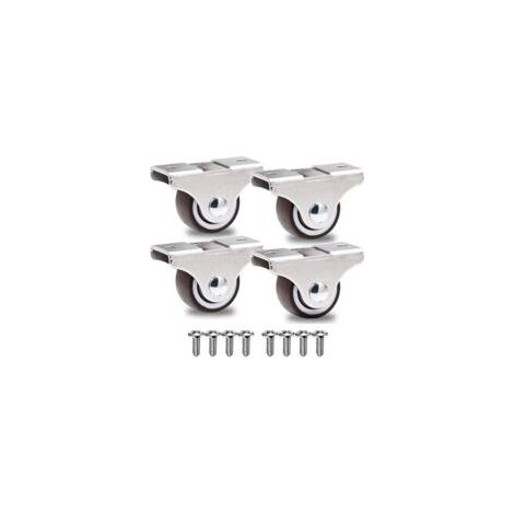 Lot de 4 roulettes fixes 25mm – Charge lourde jusqu'à 40kg – Roues en polyuréthane pour sols sensibles – 8 vis incluses (1/5)