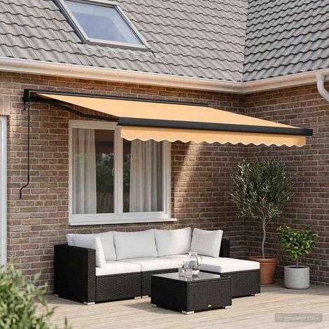 Teenpull – Ausziehbare Markise Sand 350 x 250 cm Stoff und Metall (1/5)
