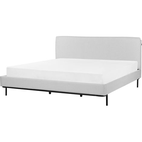 Cama con somier con cabecero moderna tapizado de tela de poliéster gris 180 x 200 cm Corio