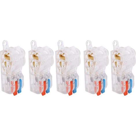 5Pcs Connecteurs à Levier Rapide 2 Ports T Type Splitter, Bloc de Jonction Conducteur T22C 250V 32A (1/5)