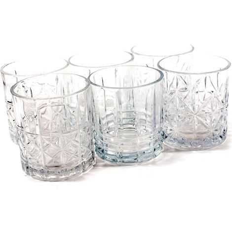 Set 6 Bicchieri da Whisky e cocktail in vetro intagliato 330 ml (1/4)