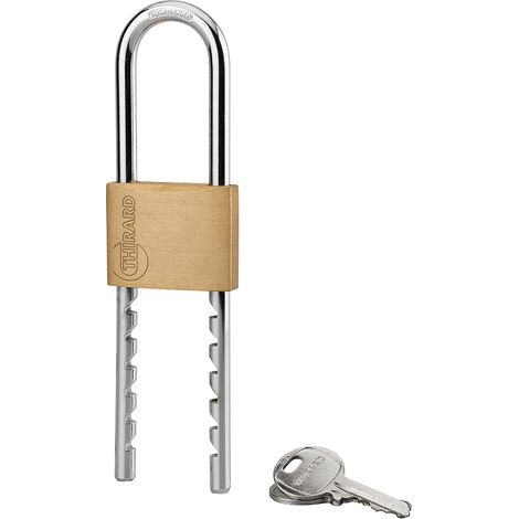 Lucchetto di sicurezza 50 mm in ottone con arco regolabile, 2 chiavi – THIRARD (1/4)
