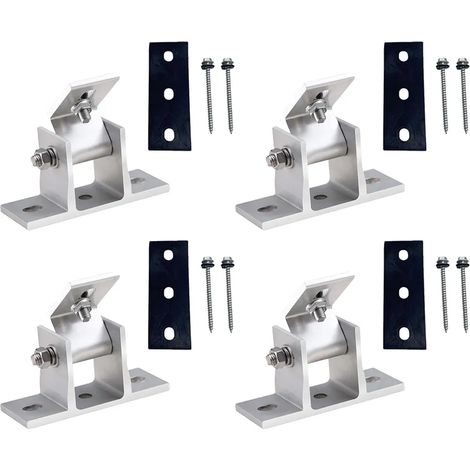 Lot de 4 pieds réglables pour panneau solaire, fixation photovoltaïque en aluminium pour toiture plate et toit métallique (1/5)