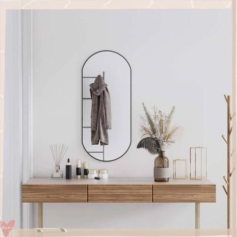 348207 Miroir mural Noir 90x40 cm Ovale (1/5)