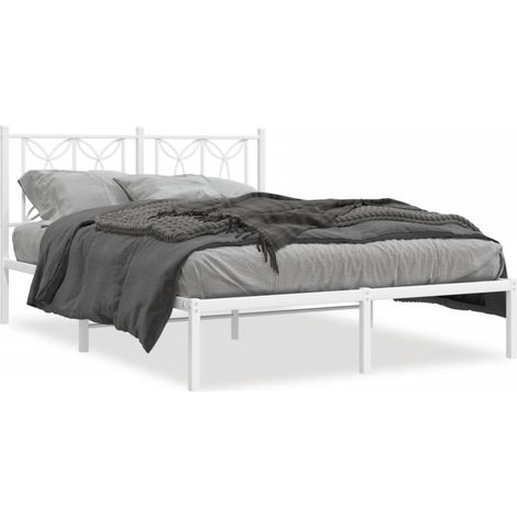 Maison Exclusive - Cadre de lit métal sans matelas et tête de lit blanc 140x190 cm