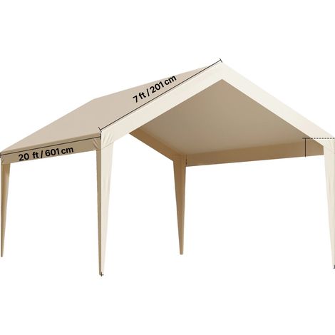 Toldo para cochera, resistente a los rayos UV, protección duradera contra la intemperie, 3.6 x 6 metros (12 x 20 pies), color beige. (1/2)