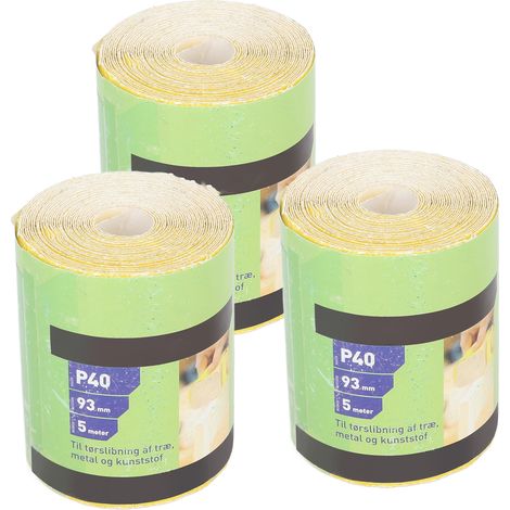 Rollen Schleifpapier, Körnung 40, Schleifblatt, Polier- und Schleifwerkzeug für Möbel, Gelb (1/5)