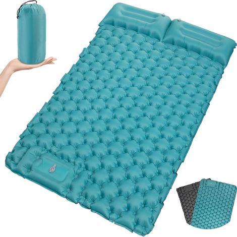 Selbstaufblasende Campingmatratze - Ultraleichte aufblasbare Matratze mit Fußpumpe - Faltbare Campingmatratze mit Kissen