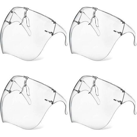 Set mit 4 Schutzmasken mit Schutzbrille, beschlagfrei, transparent, wiederverwendbar, aus Kunststoff, spritzwassergeschützt, für Frauen, Männer und Kinder (1/5)