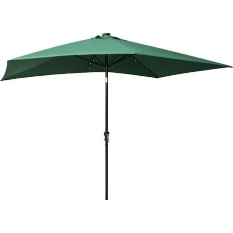 Parasol de jardin vert 2 x 3 m avec LED et mât en acier – Protection solaire pour terrasse, balcon et extérieur, ombrage lumineux (1/5)