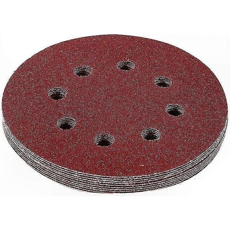 Lot de 10 disques de ponçage 125 mm, 8 trous, auto-agrippant, grain 320, pour ponceuse orbitale (1/3)