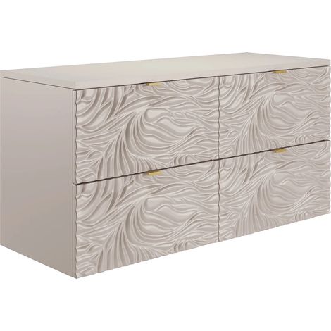 Mobile sotto lavabo sospeso testurizzato con ripiano Beige 120 cm - RINAREL