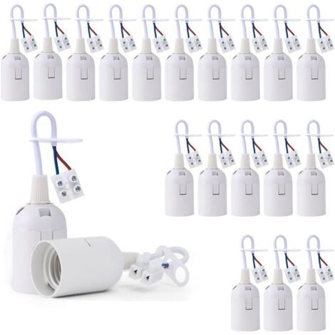 Pair 20 Piأ¨ces Douille de Lampe E27 Support Ampoule avec Testeur de Phase, Base de Lumiأ¨re Douille de Suspension Douille de Chantier Rأ©novation Douille de Rechange Douille de Bأ¢timent avec Cأ¢ble (1/4)