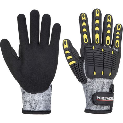 Guante anti-corte nivel C y anti-golpes Gris/Negro galga 13 PORTWEST A722 M