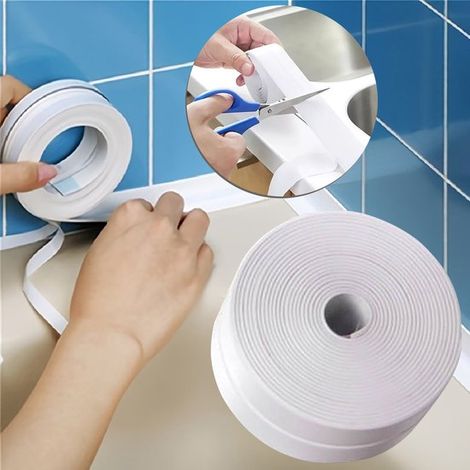 Selbstklebender wasserdichter Dichtungsstreifen Schutzband Geeignet für Küche Arbeitsplatten Badezimmer Waschbecken Dusche Badewanne und (1/5)