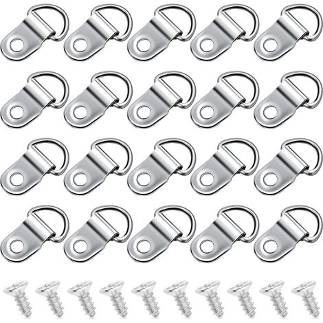 Lot de 60 anneaux en D de 25 mm en forme de D semi-circulaire en métal - Anneaux en D - Cintres en D - Avec vis - Pour sac à dos, boucles de ceinture, sacs, accessoires de bricolage - Mousquetons (1/5)