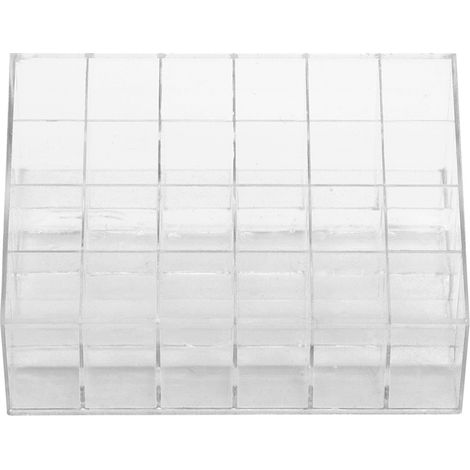 Porte-lipstick transparent 24 alvéoles, organiseur maquillage boîte de rangement, présentoir vernis à ongles, coffret cosmétique empilable (1/5)