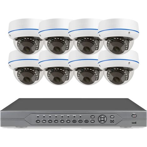 Filiyano – Kit de caméras de surveillance, 16 canaux, résolution HD 5 MP, NVR 16 canaux, 8 caméras 5 MP, sans disque dur intégré