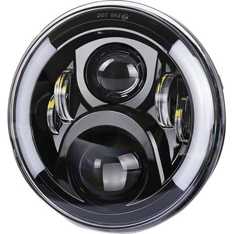 Phares Led De Moto 12 V / 24 V, Clignotants Retro Ronds, Remplacement De Phare Jeep Wrangler De 7 Pouces (1/4)