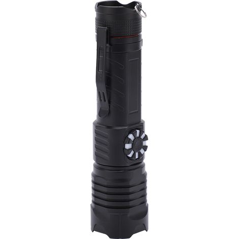 Lampe torche XHP99 puissante, portable, à intensité variable, rechargeable par USB, avec zoom et clip. (1/5)