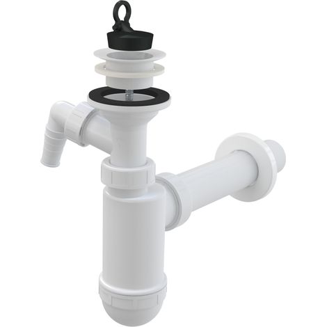 Sifón para lavabo DN40 con conexión, colador de plástico DN63