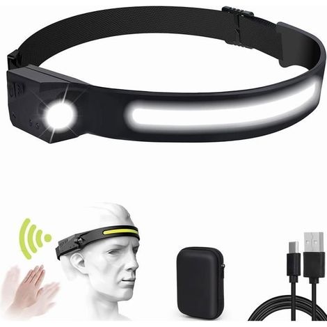 KENLUMO LED-Stirnlampe, USB-aufladbar, wasserdicht, COB XPE, Schwarz (1/4)