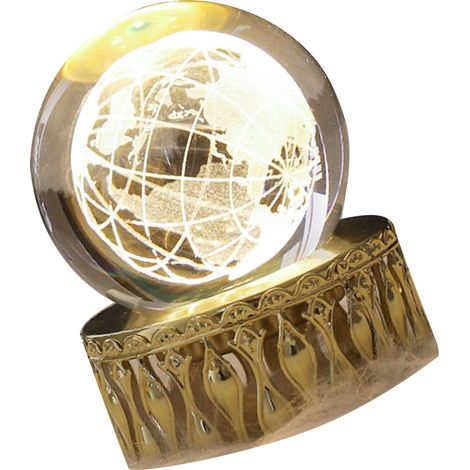 Lampe Boule Cristal Synthétique Objet Décoratif Gravure Interne 3D Veilleuse Globe LED Chambre Salon (1/4)