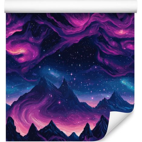 Papel pintado de galaxia en acuarela azul marino, violeta e índigo 50x1000 cm (1/5)
