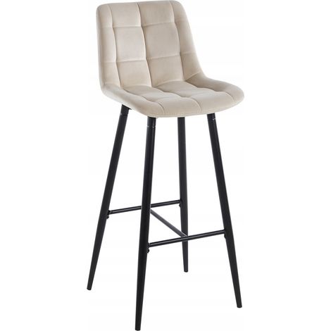 Tabouret H2-FX en velours beige (structure noire) (1/5)