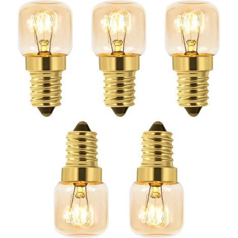 Lot de 5 Ampoule à Sel 15W E14 T22, Incandescence Blanc Chaud 2700K, 80LM, AC 230V, Ampoule Four 15w 300°, Pour Four, Frigo, Lampe de Sel, Fours Grill (1/5)