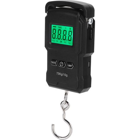 Tragbare digitale Waage 75 kg, elektronischer Wiegehaken mit Digitalanzeige und Maßband (1/5)