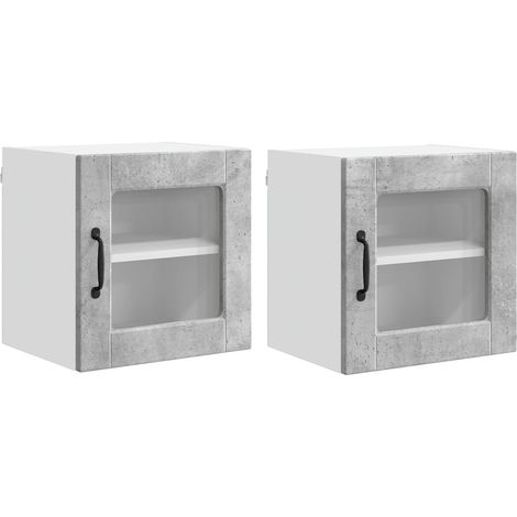 Maison Exclusive - Mobile in vetro da parete PORTO 2 pcs Grigio cemento (1/5)