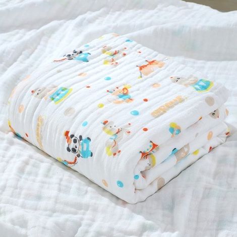 Couverture d'emmaillotage en pur coton, ultra-douce, absorbante et respirante, idéale pour la peau sensible des nouveau-nés, motif Petit Panda, 110 x 110 cm (1/5)